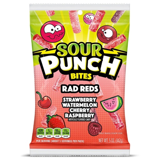 [SS000181] Sour Punch Rad Reds Bites Peg Bag 140 g