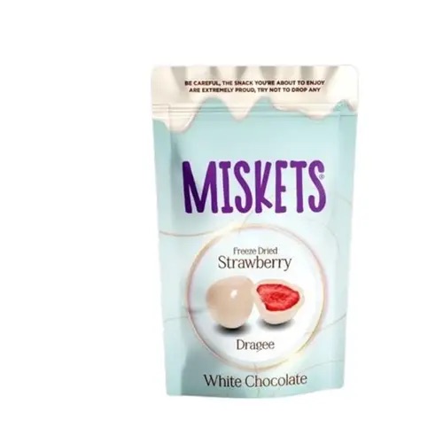 [SS001525] Miskets White Chocolate Coated Freeze Dried Strawberry 80 g